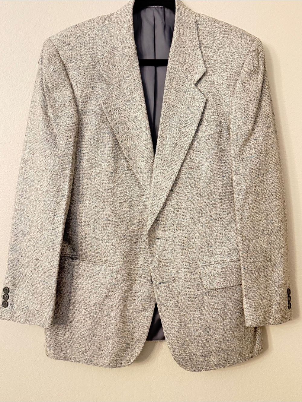 Giorgio Fellini Men’s Gray with Pink and Blue Tweed Blazer- Size 38 Reg